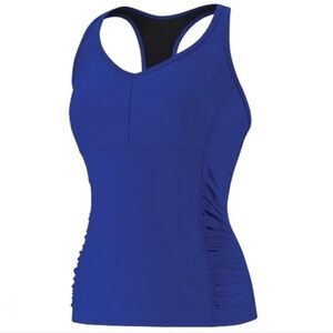Speedo Shirred Racerback Tankini Swim Top Bora Bora Blue 14